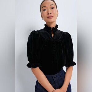Tuckernuck Pomander Place black velvet Selena blouse